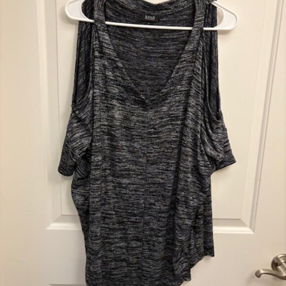 Gray Heathered Cold Shoulder Top - Picture 1 of 4